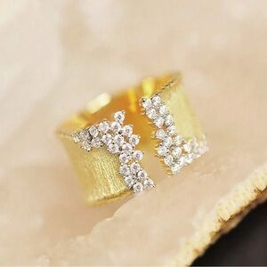 Gold and Silver Diamond Costume Ring